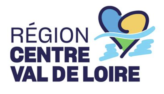 Logo de la région Centre-Val de Loire avec un cœur stylisé et des éléments représentant la nature.