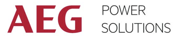 Logo d'AEG Power Solutions avec le nom écrit en lettres rouges et noires.