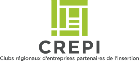 Logo vert et noir de CREPI avec le texte 'Clubs régionaux d'entreprises partenaires de l'insertion'