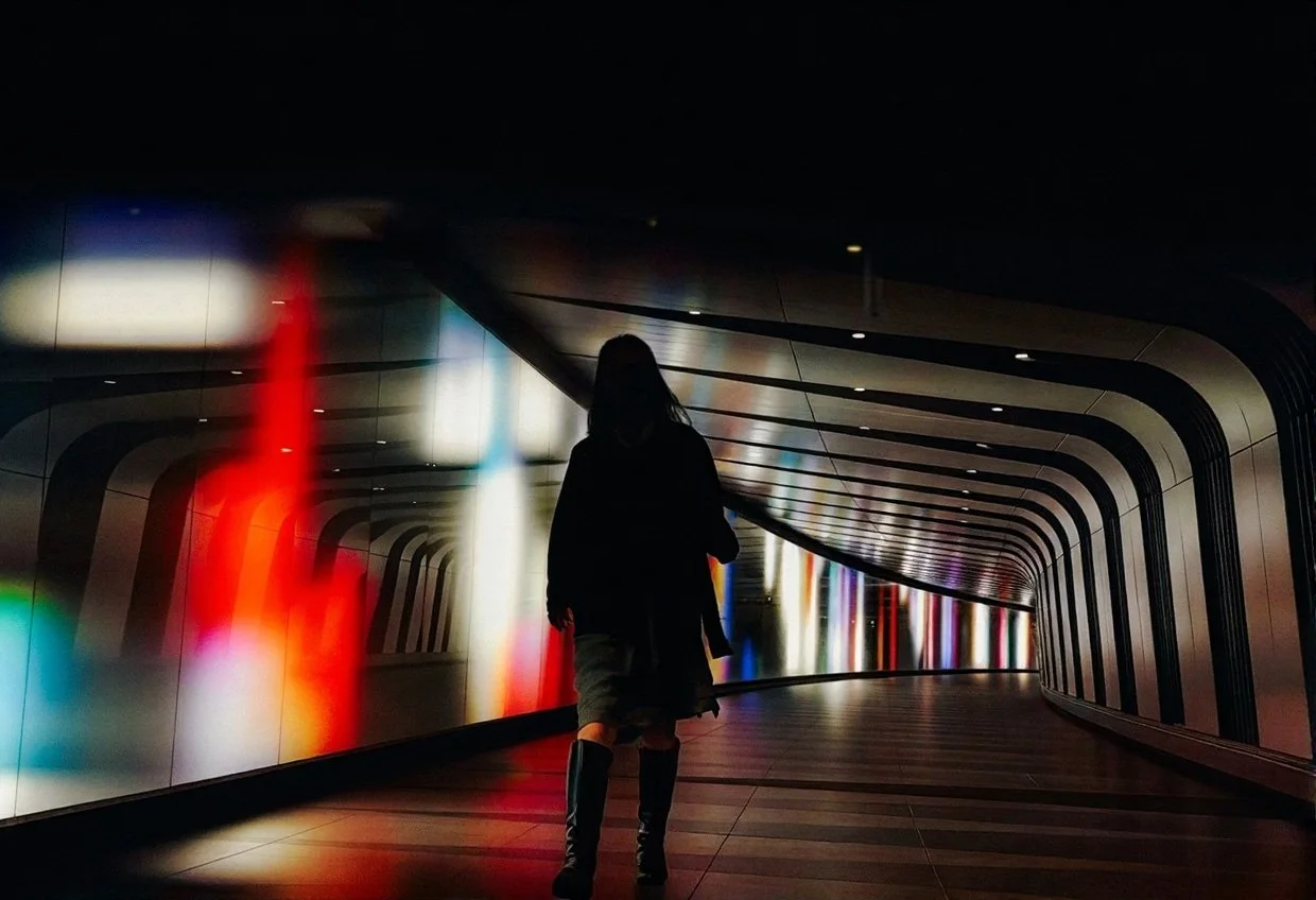 kings cross light tunnel, street photography
