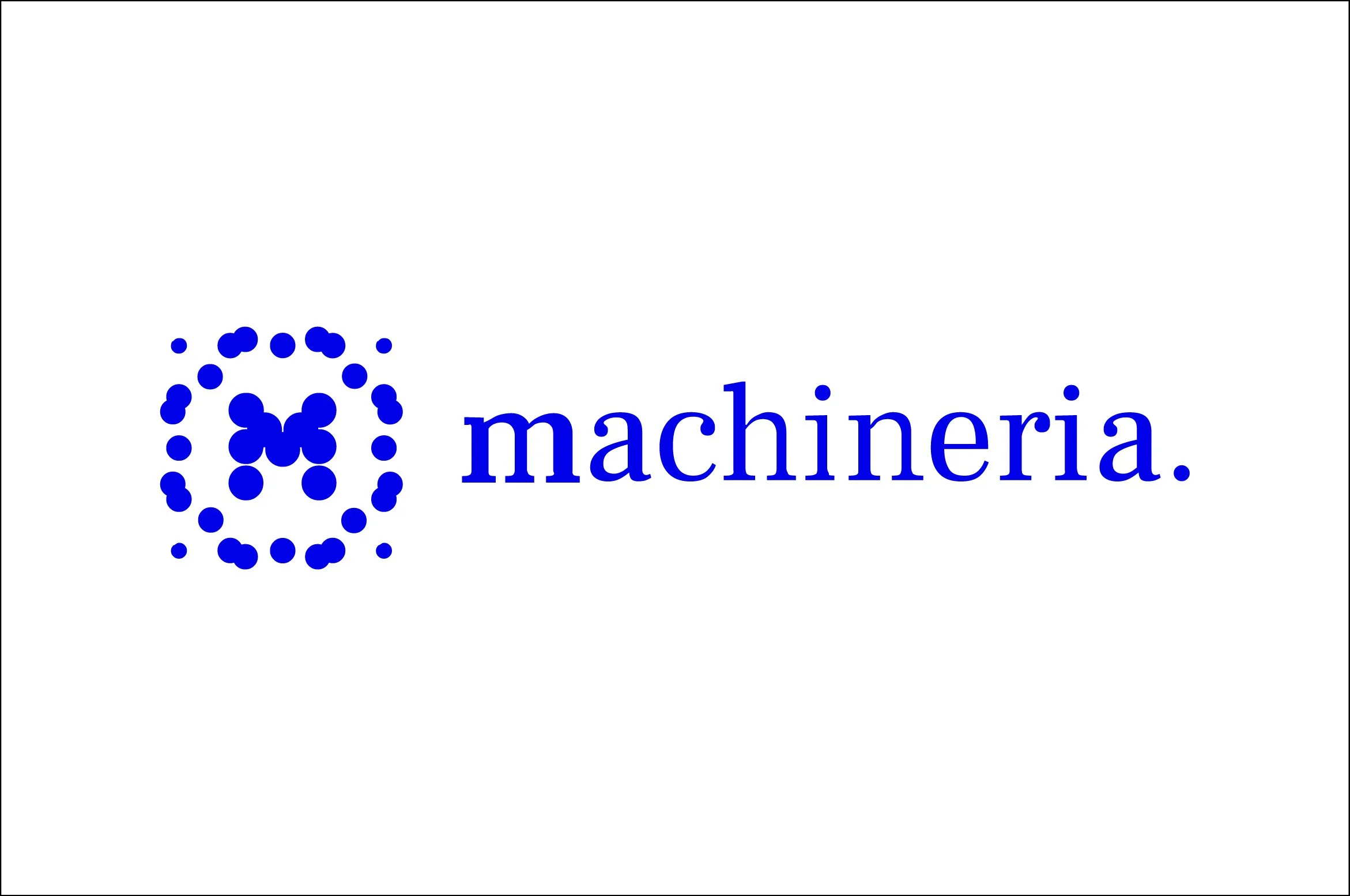 Logo blu di una ruota dentata stilizzata circondata da piccoli punti blu, con la parola 'macheria' scritta in basso a destra.