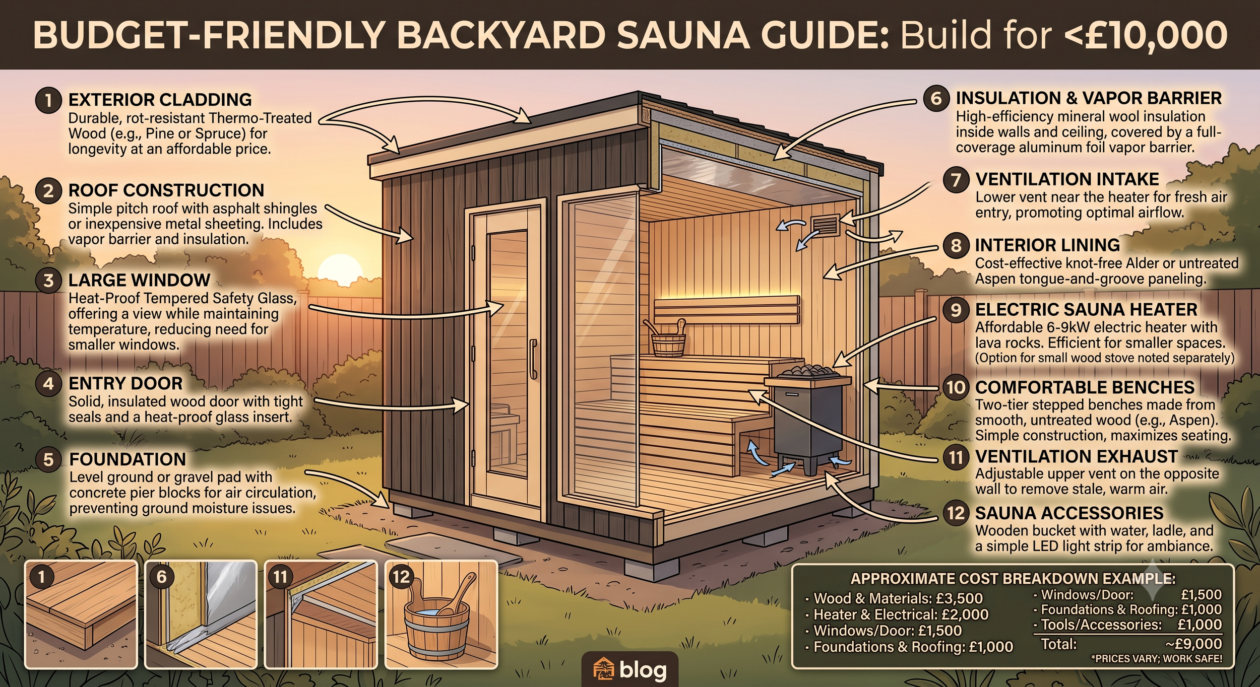 5 tips  to make a sauna for less than £10K