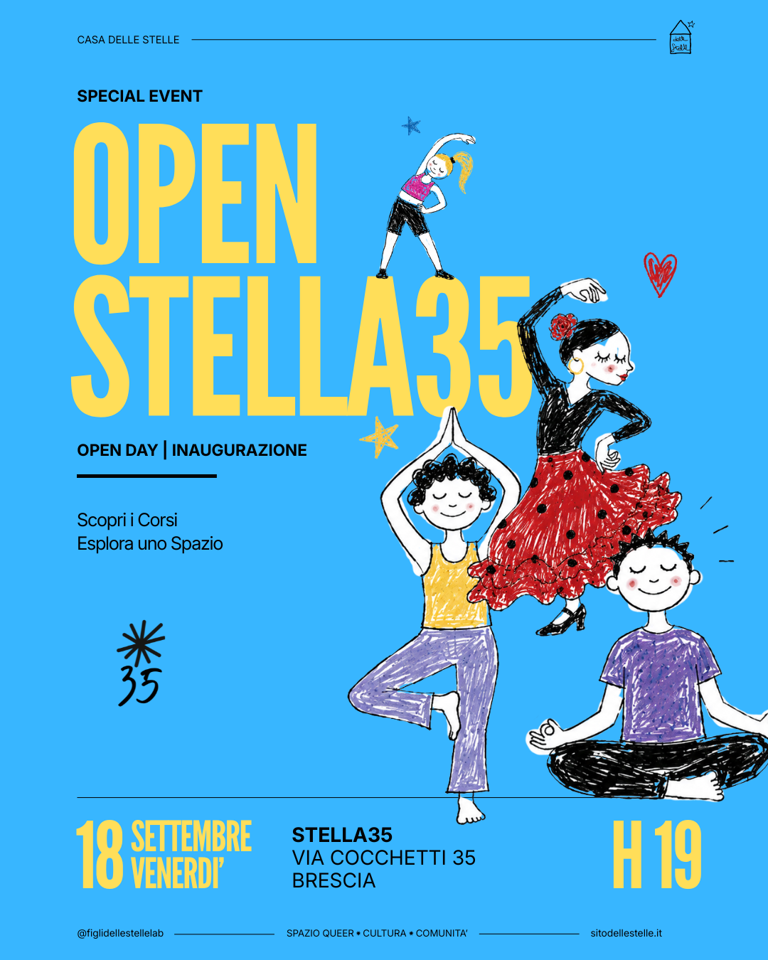 open-stella-35-corsi-yoga-flamenco-brescia-locandina-casa-delle-stelle-2026-2027