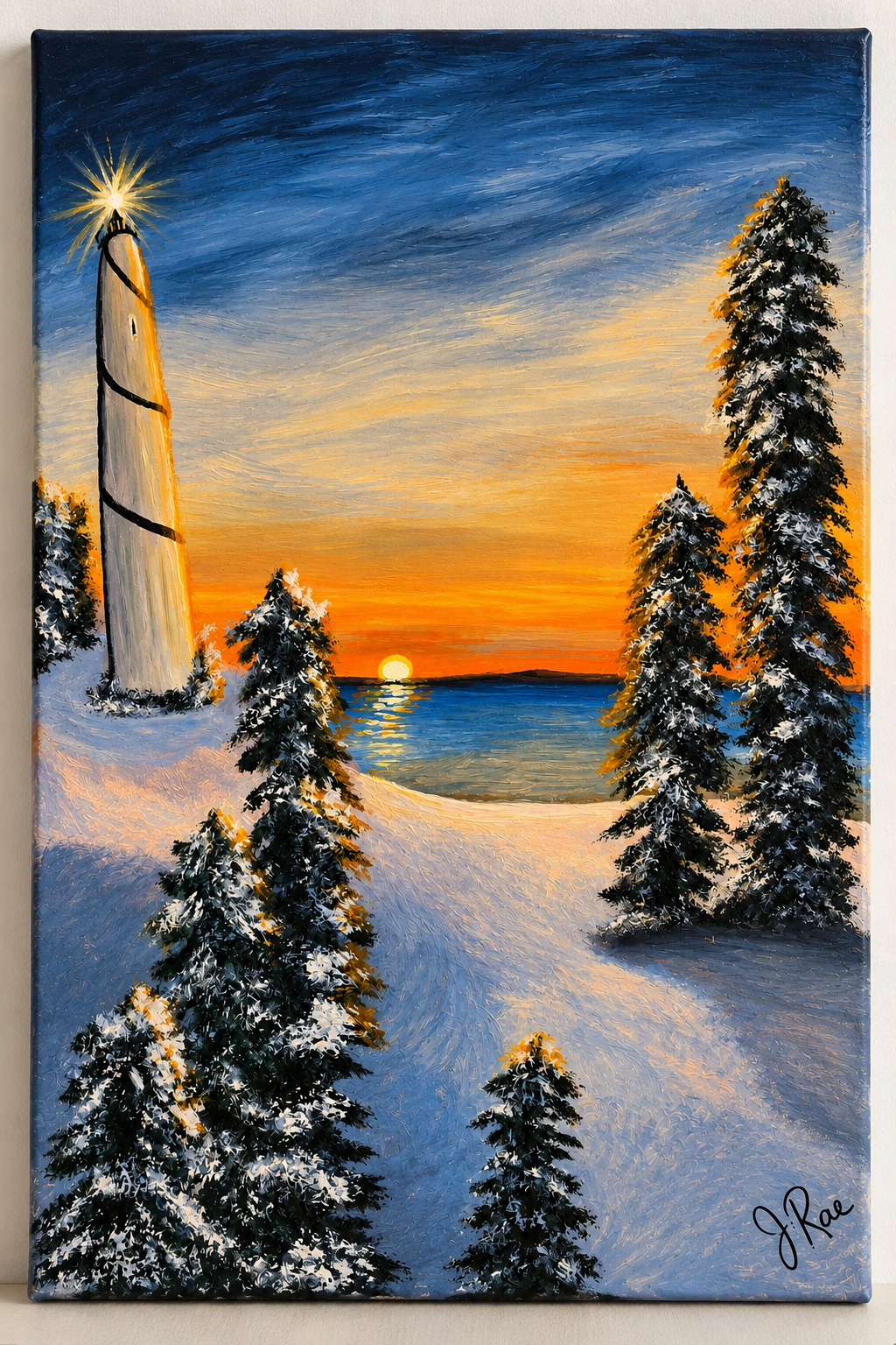Winter Light – Printable Winter Lighthouse Fine Art