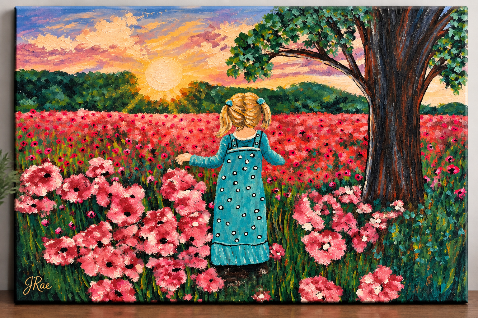 Among the Wildflowers – Printable Girl in Flower Field Art