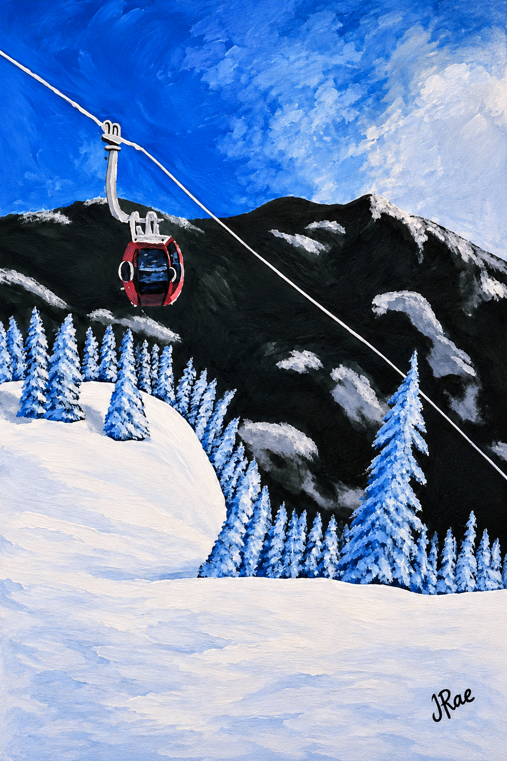 Above the Winter Pines – Printable Winter Mountain Art