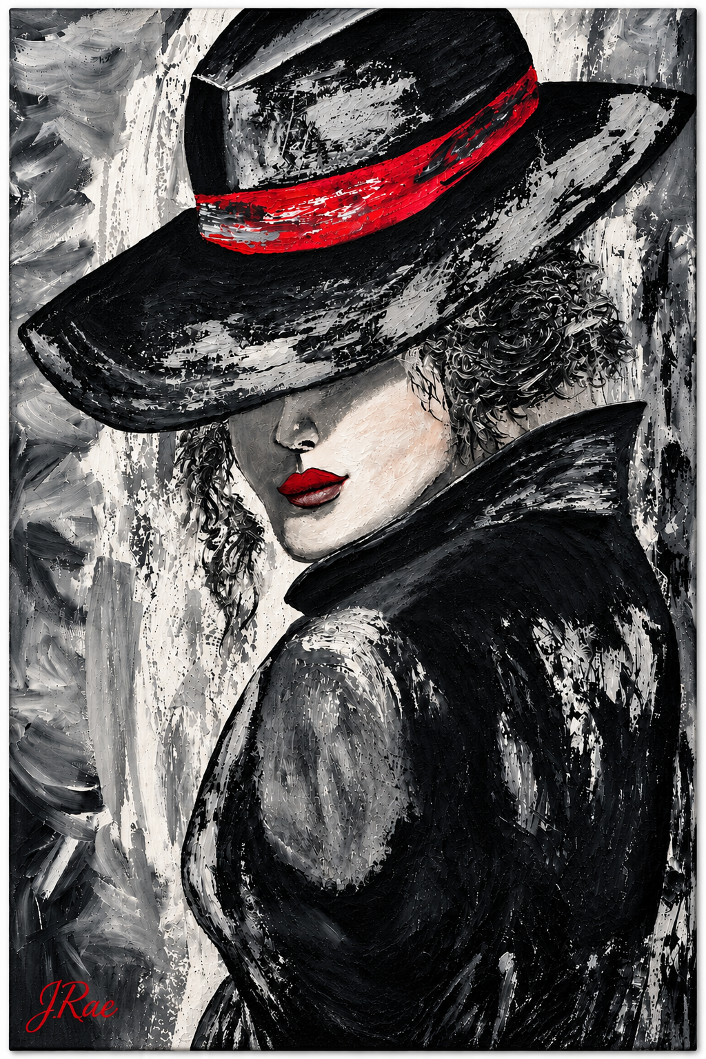 Woman in the Black Hat – Printable Fashion Portrait Art