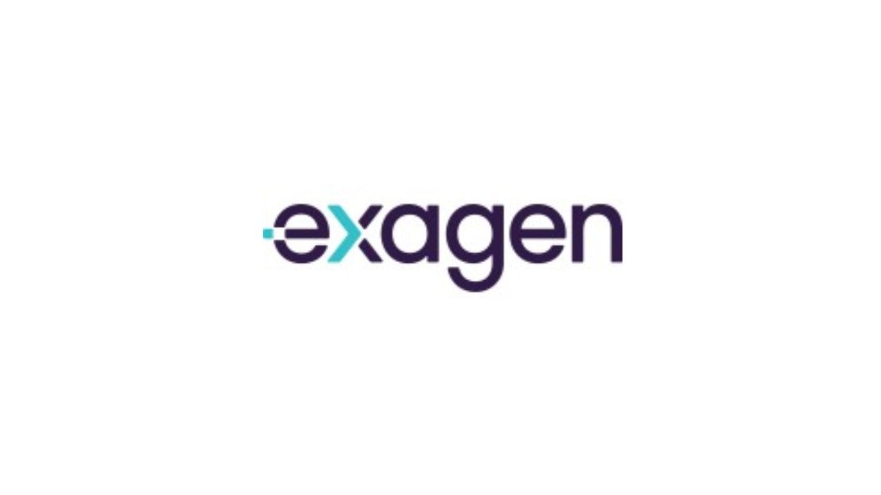 Logo of Exagen, a healthcare company, featuring the word 'Exagen' with a stylized 'x' in teal.