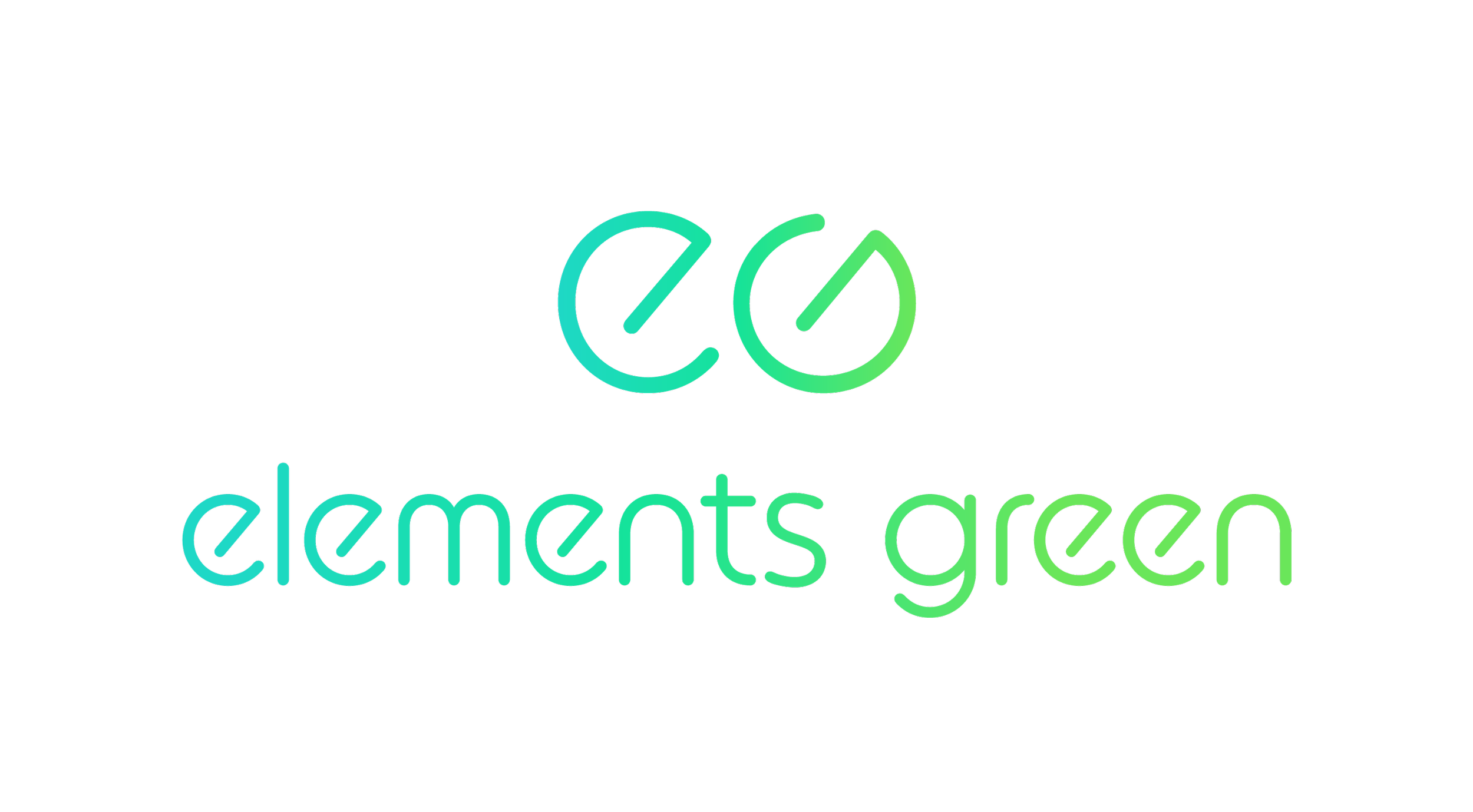 Neon sign displaying the words 'co elements green' with 'co' above and 'elements green' below, on a black background.