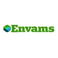 Envams logo with green text and a geometric icon