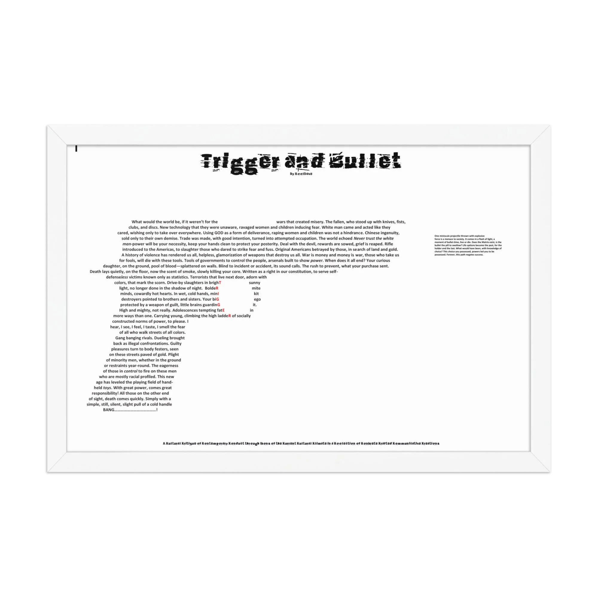 Trigger and Bullet - Framed - KONKRETE RHYMES