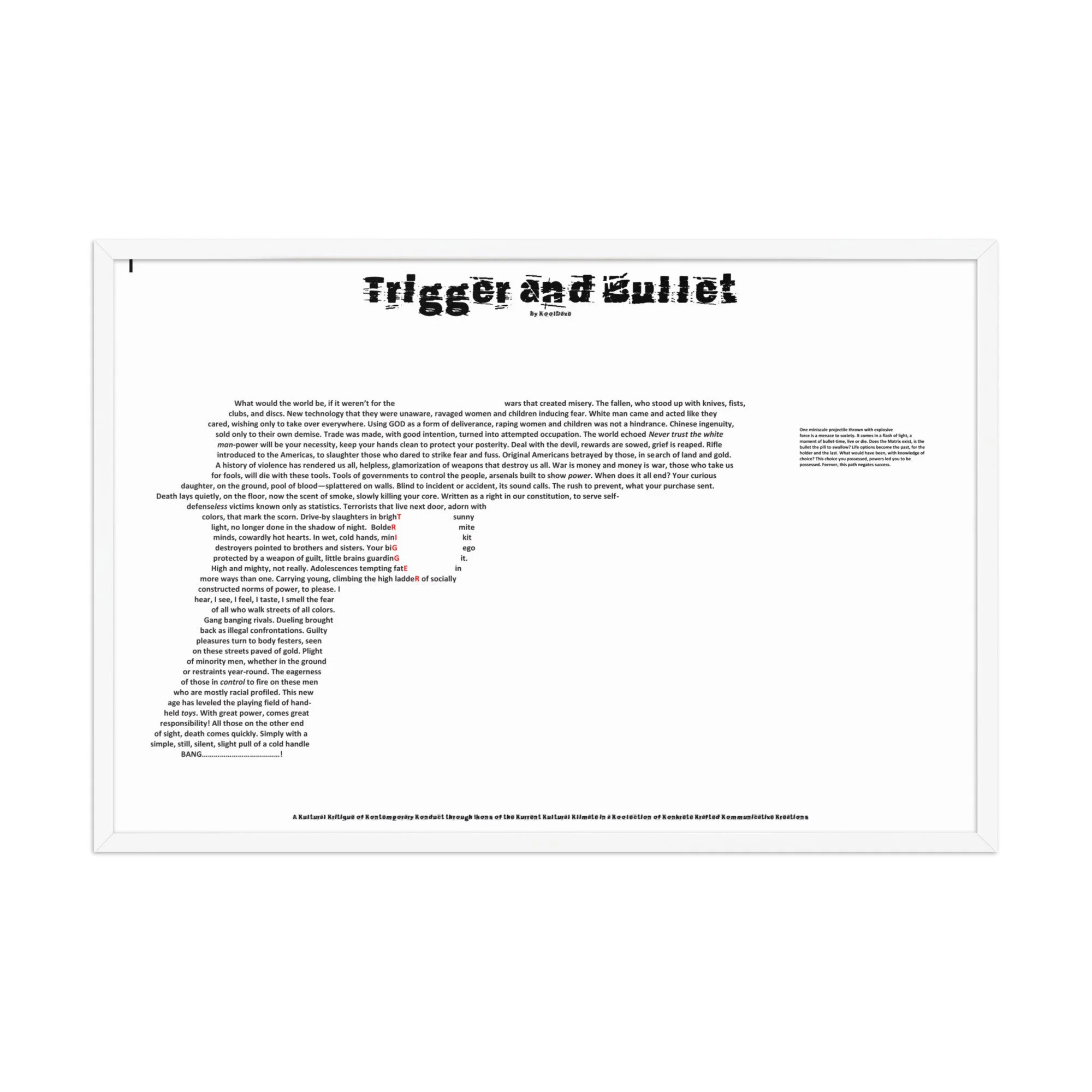 Trigger and Bullet - Framed - KONKRETE RHYMES