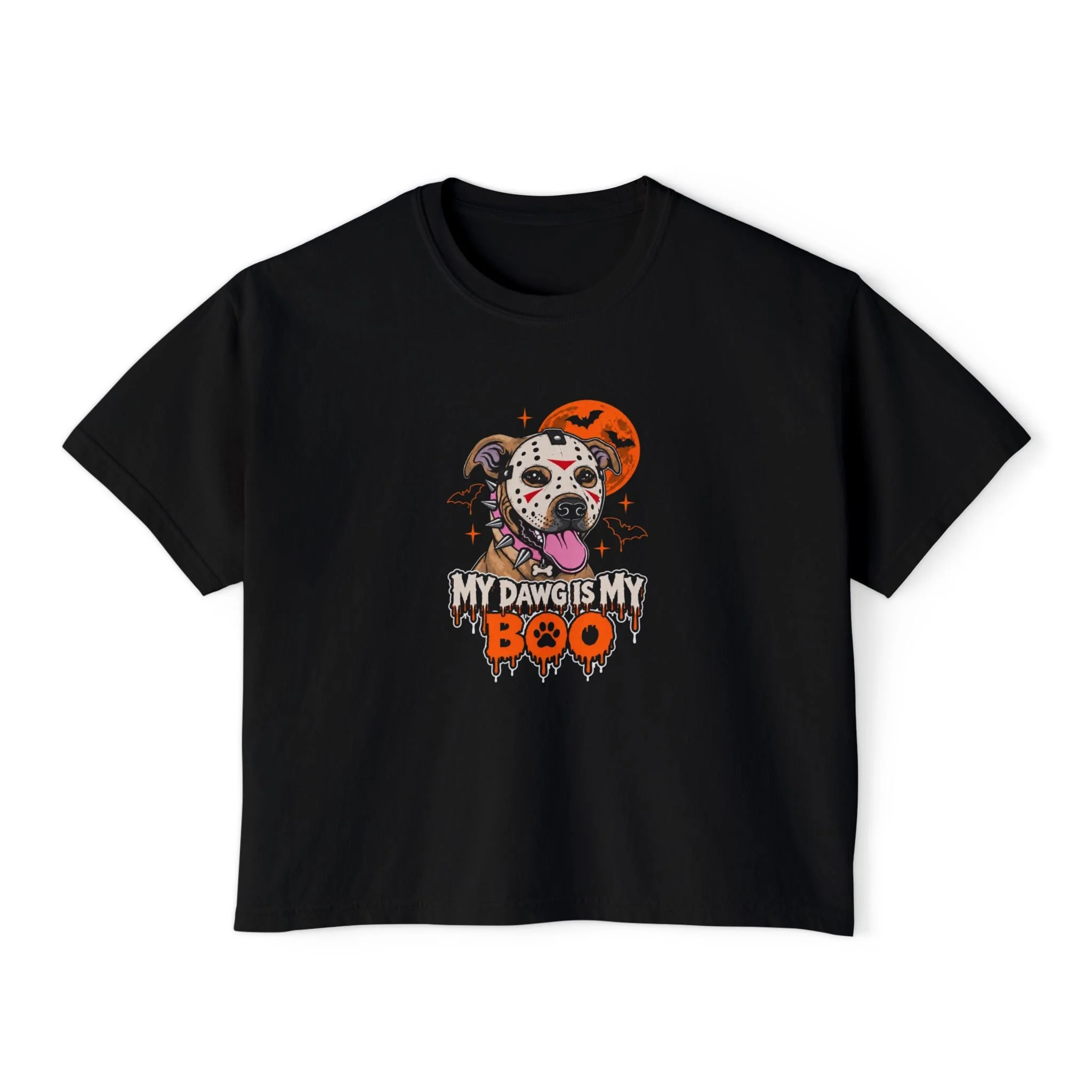 “My Dawg Is My Boo” Mahina Voorhees Halloween Dog Women's Tee