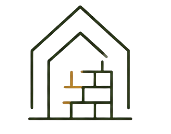 Line drawing of a house with a cross-section showing the interior structure, including walls, floors, and roof.