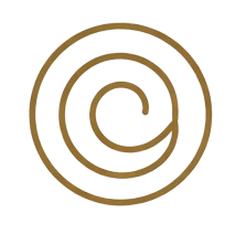 Gold spiral design on a black background