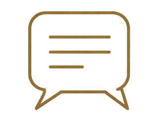 Speech bubble with yellow background and gray lines resembling text.