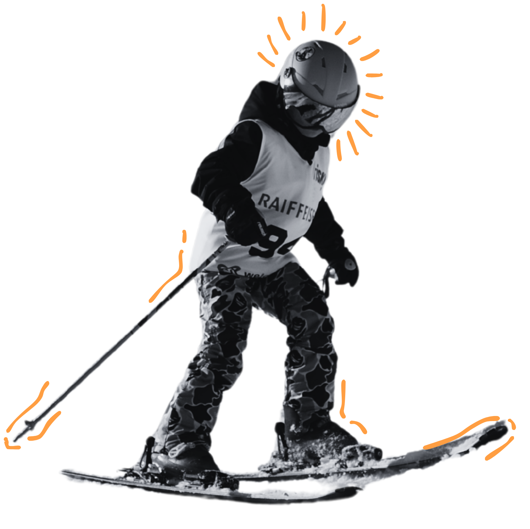 Jonge Snowriders skiër tijdens een wedstrijd run