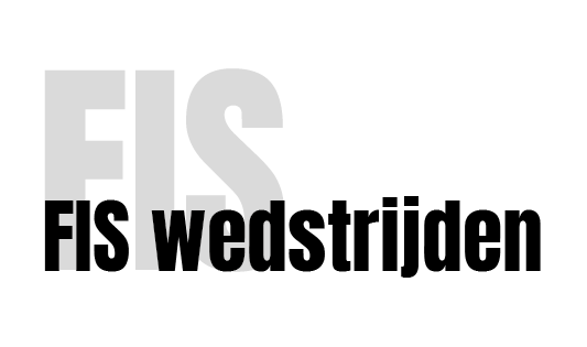 Text reading "FIS Wedstrijden" in a stylized design, with the word "FIS" in large gray letters and "Wed" in smaller black letters below.