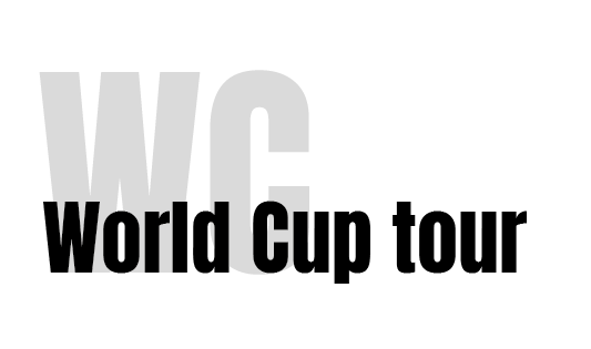 Black and white logo with large World cup tour