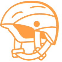 Outline illustration of a person with a large shell or hat, holding a flag and possibly riding on a creature or object.