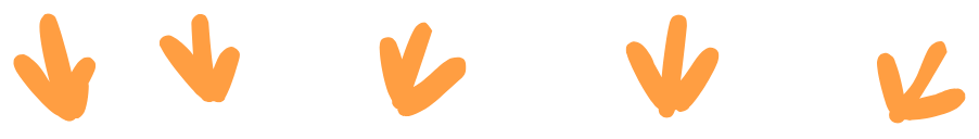 Graphic with orange hand-drawn style hearts and peace signs alternating in a pattern.