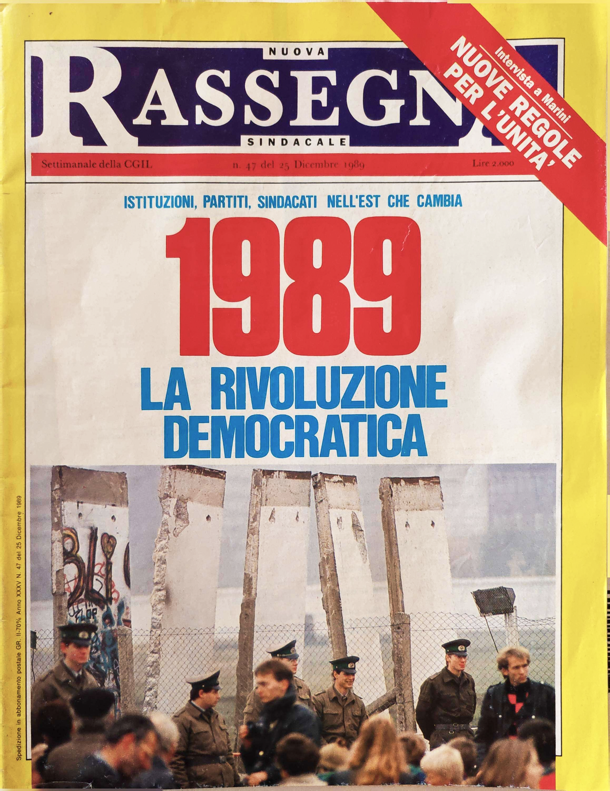 Nuova Rassegna Sindacale, 25 dicembre 1989 — esempio di pubblicazione fotografica di Alessandro Veca