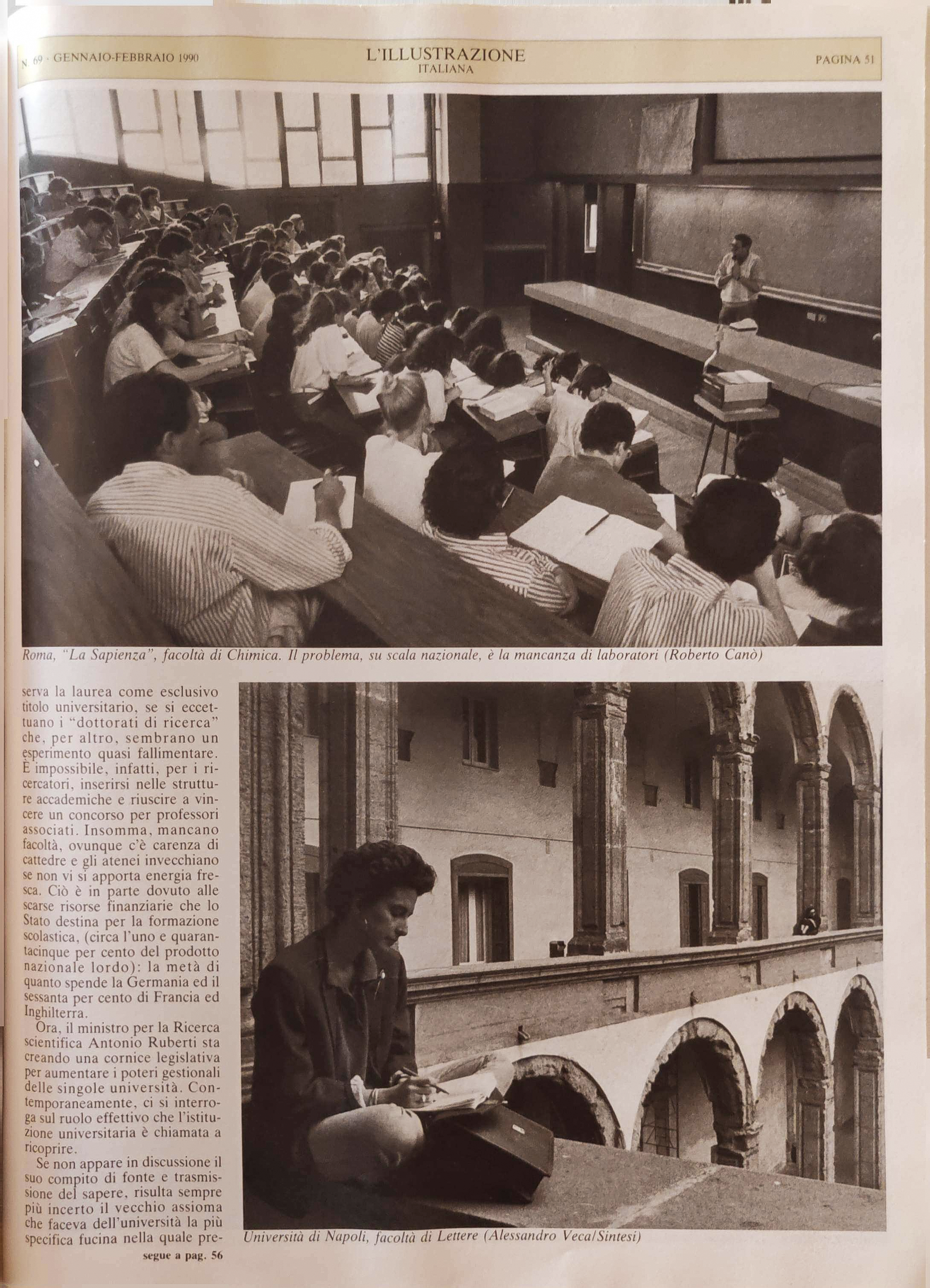 L’Illustrazione Italiana, gennaio–febbraio 1990 — pagina con fotografia di Alessandro Veca