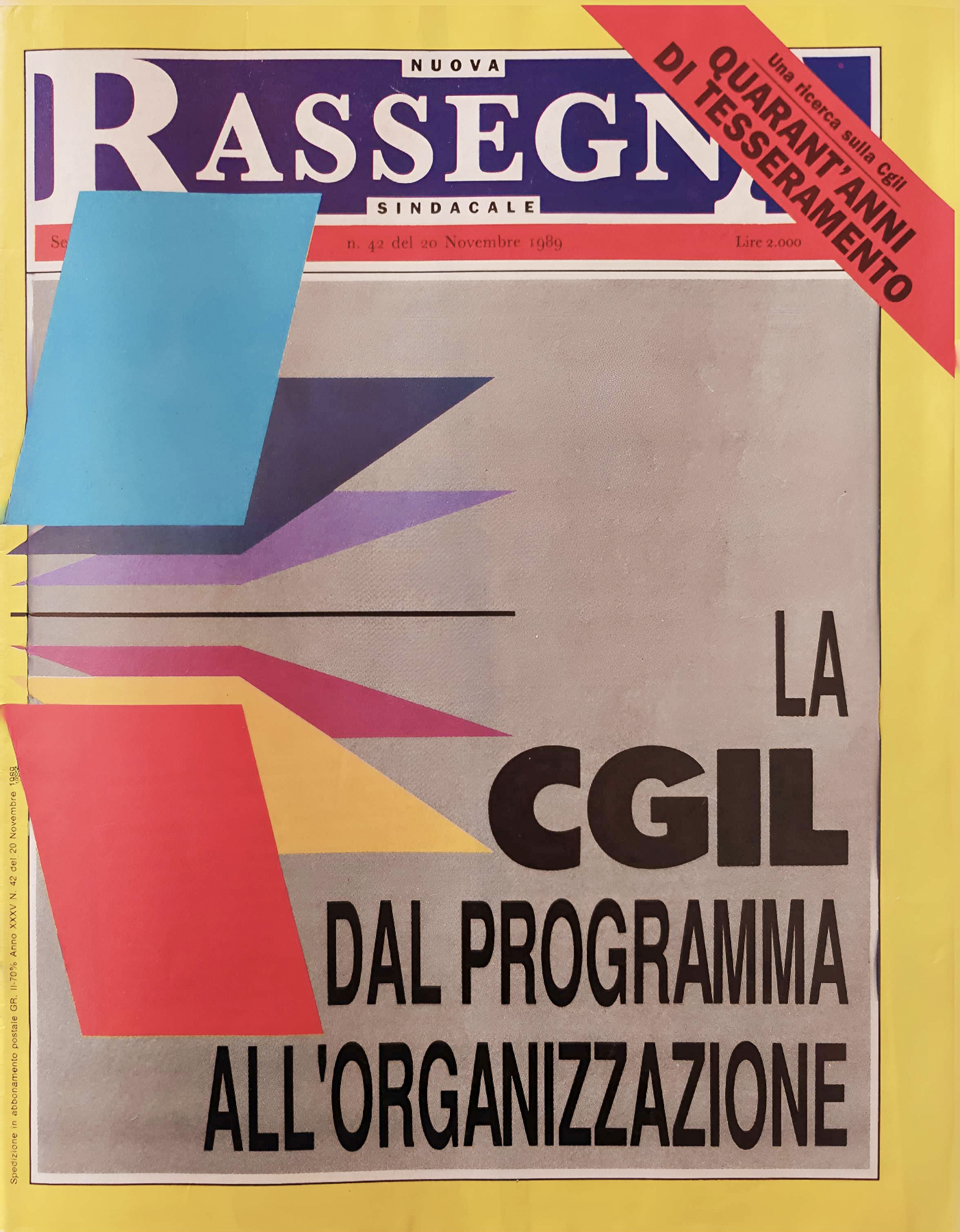 Nuova Rassegna Sindacale, 20 novembre 1989 — esempio di pubblicazione fotografica di Alessandro Veca