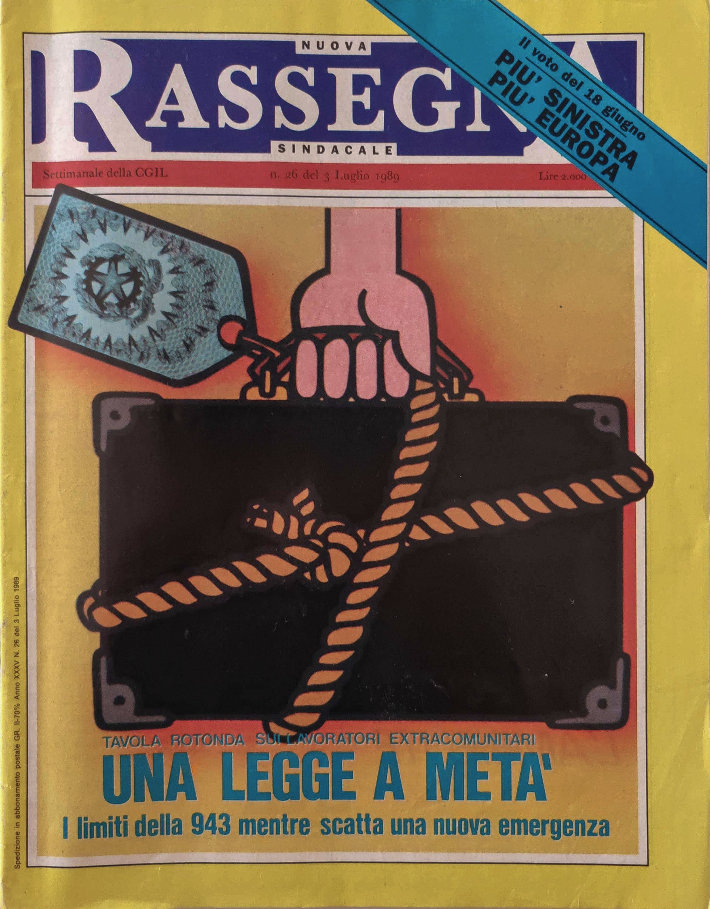 Nuova Rassegna Sindacale, 3 luglio 1989 — esempio di pubblicazione fotografica di Alessandro Veca