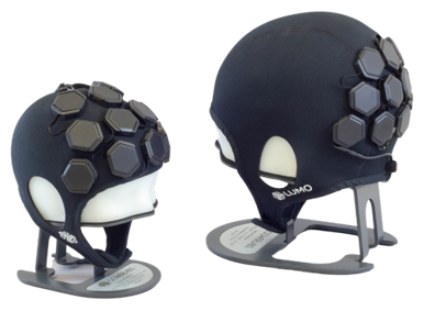 LUMO fNIRS HD-DOT wearable brain imaging system with modular fibreless sensor tiles for neuroscience research.