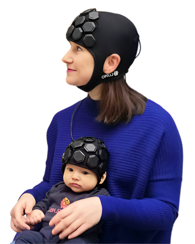 Baby and Mother wearing LUMO fNIRS