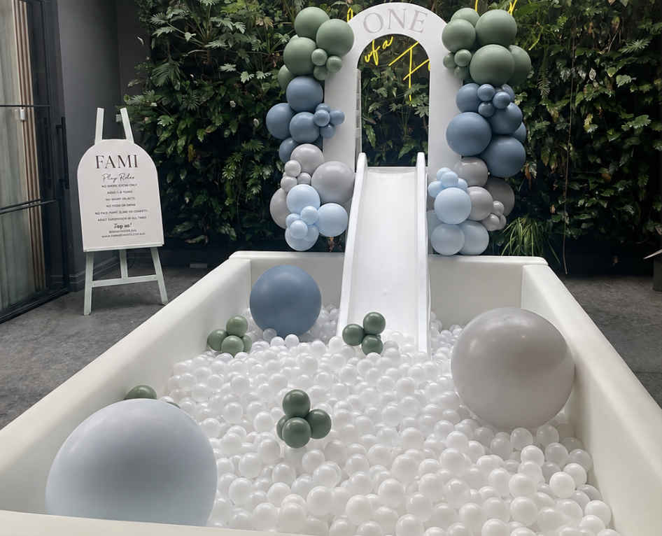Large Rectangle Ball Pit with Slide and Stairs