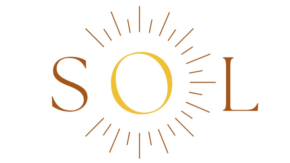 The word 'SOL' with the letter 'O' designed as a sun with rays extending outward.