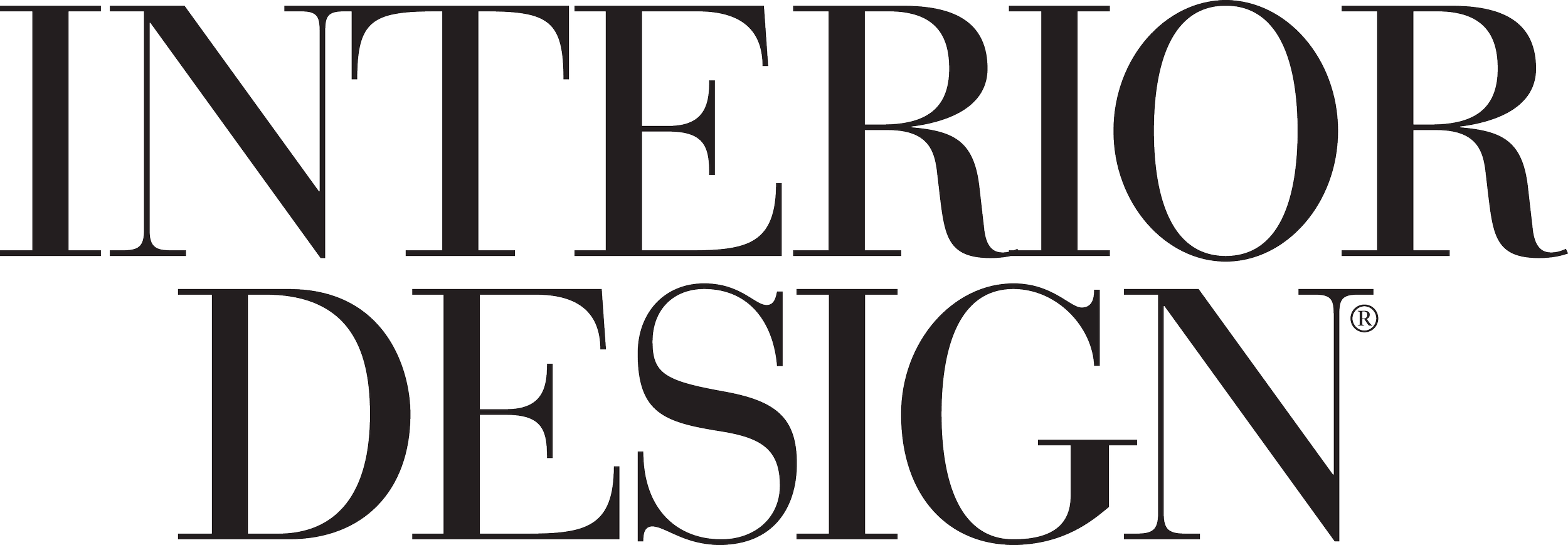 Black text logo that says 'INTERIOR DESIGN' in capital letters.