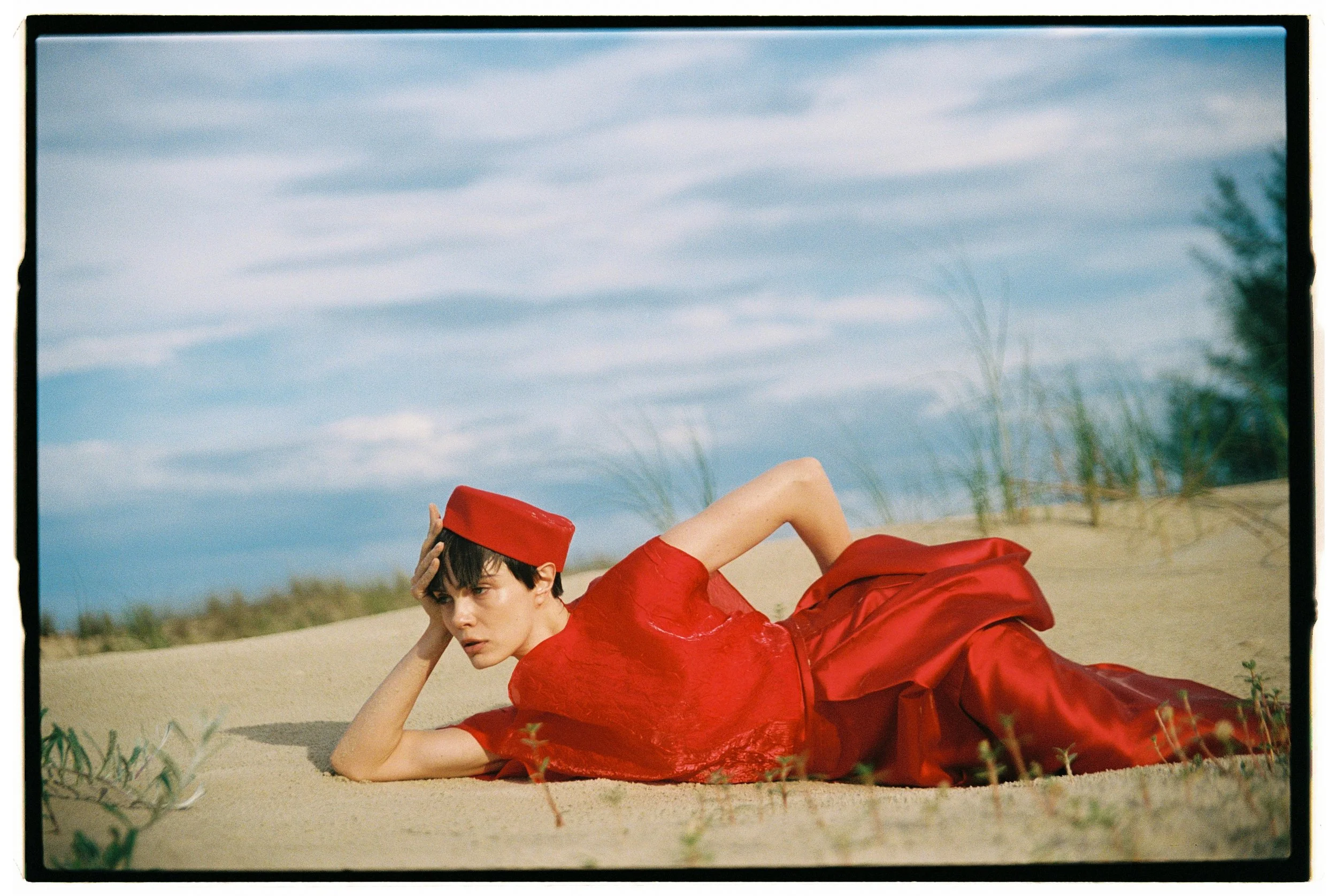 Model wearing Mayara Junges a beach in Brazil