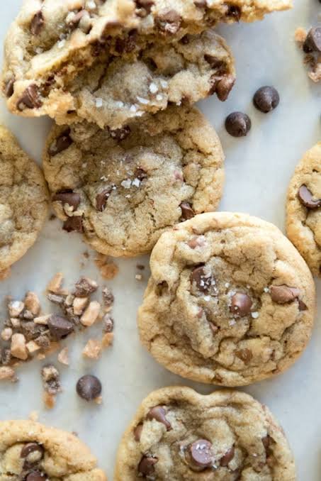 Brown Butter Salted Toffee Chocolate Chip cookies