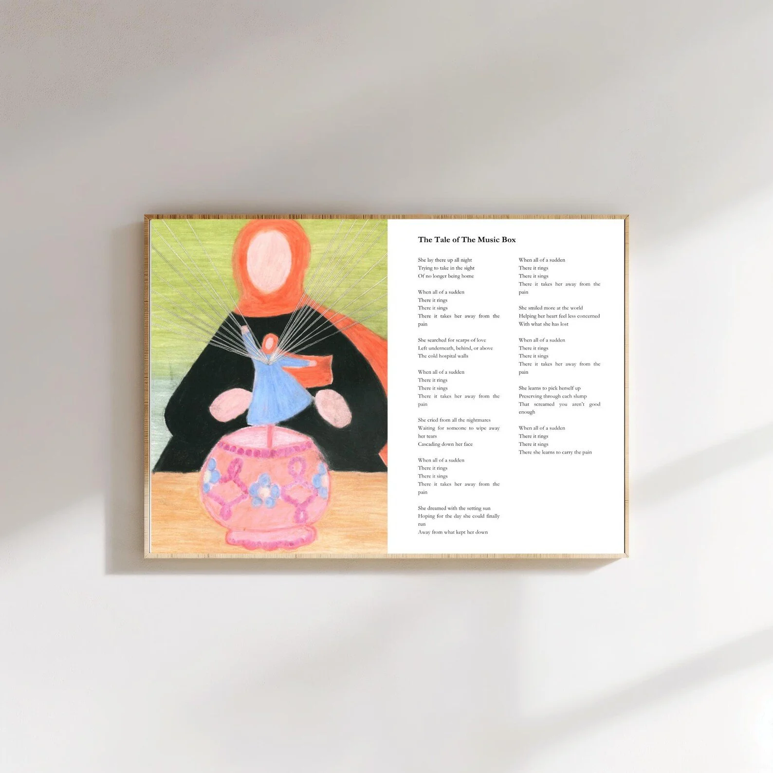 The Music Box – Hand-made Illustration and Poem - Wall Art Print