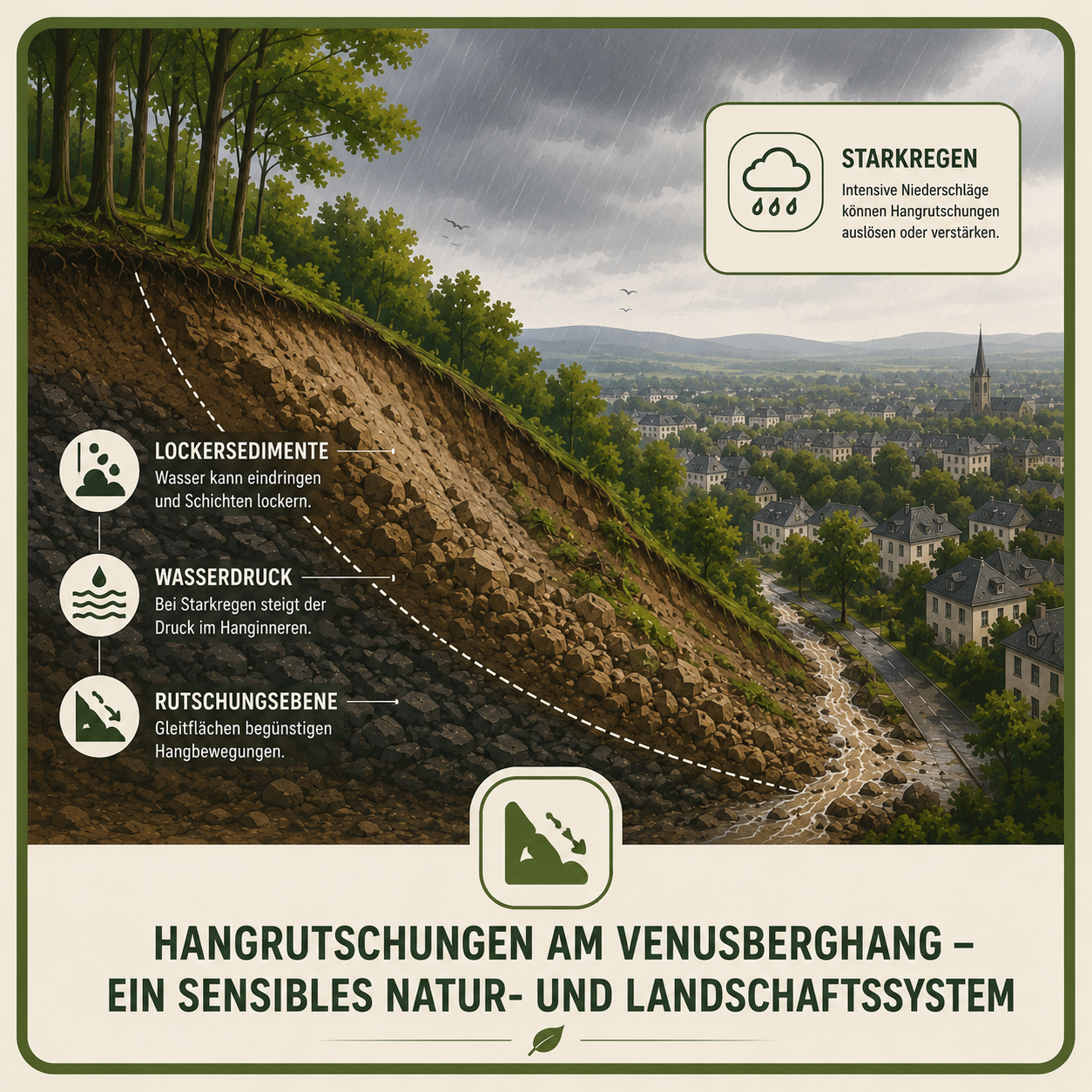 Hangrutschungen am Venusberghang