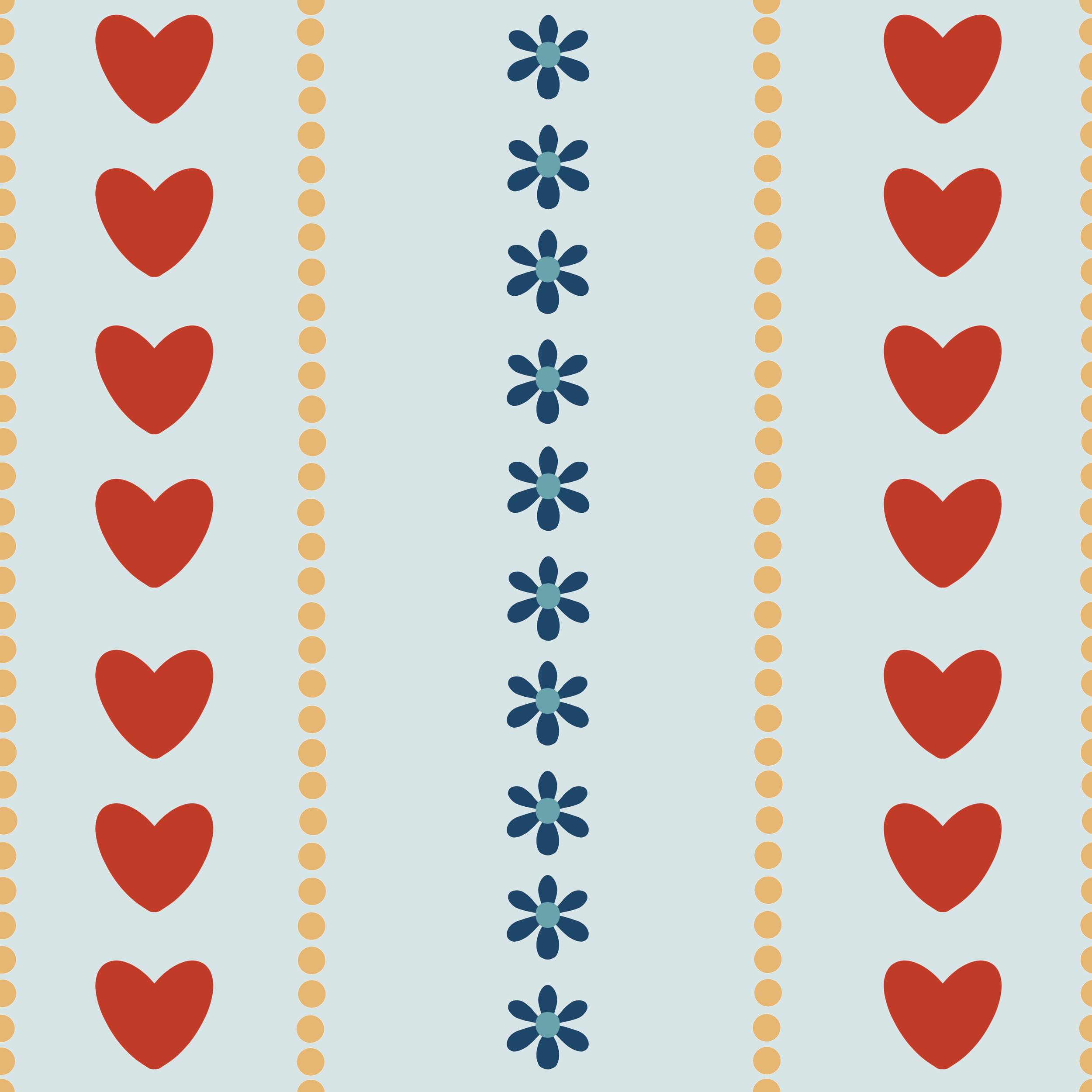 Hearts & Hedgerow Stripe — Cornflower Blue