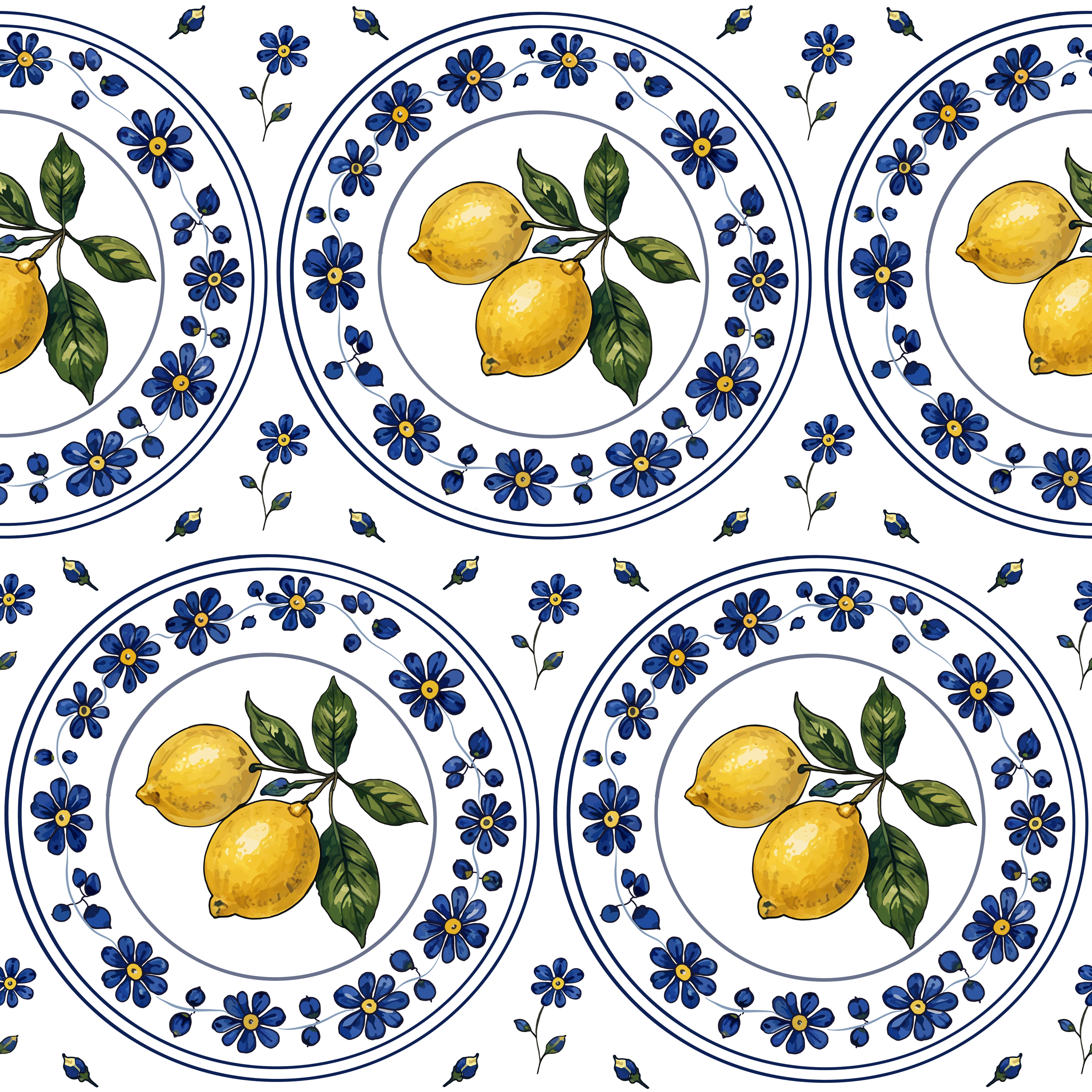 Limoni della Sera | Mediterranean Plate Pattern | JPG, PNG & Licence