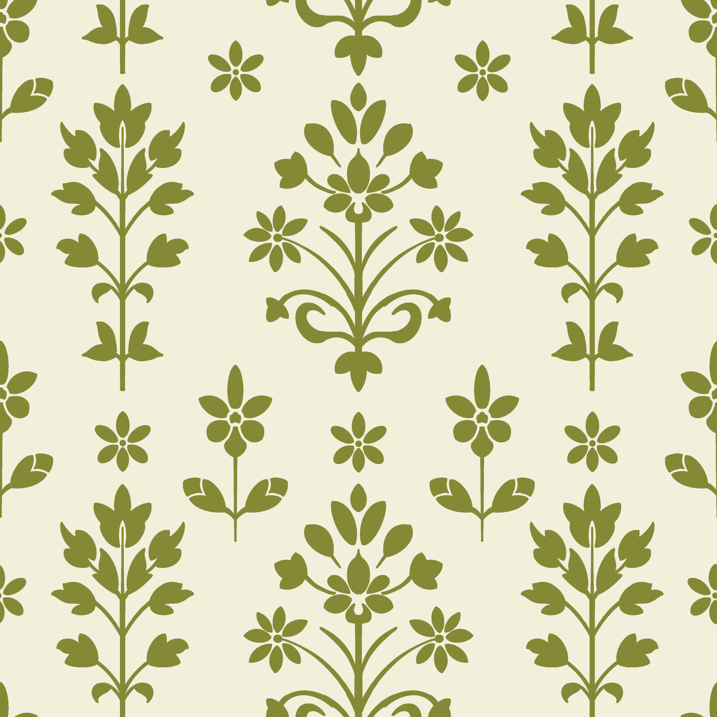 Folk Meadow Damask — Moss Green