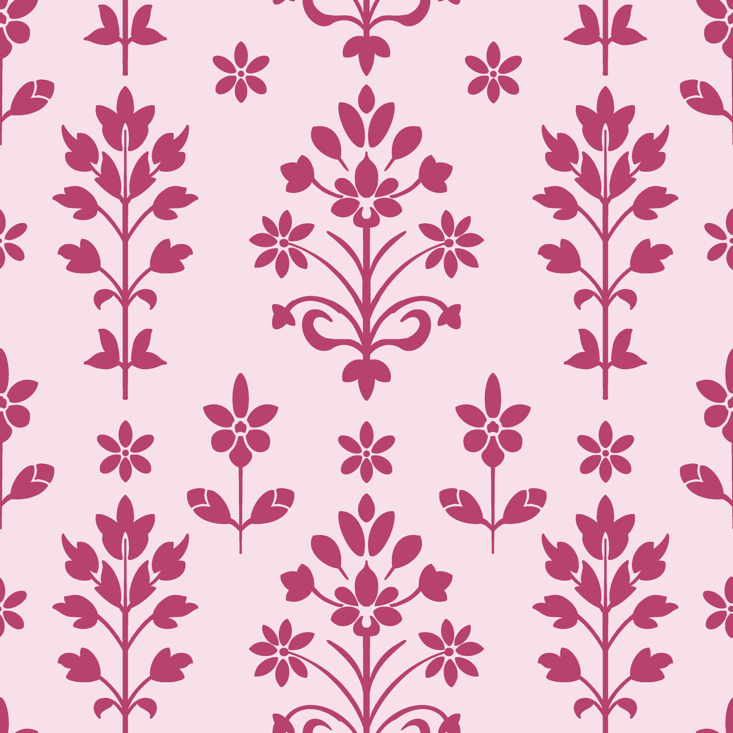 Folk Meadow Damask — Rosewood Pink