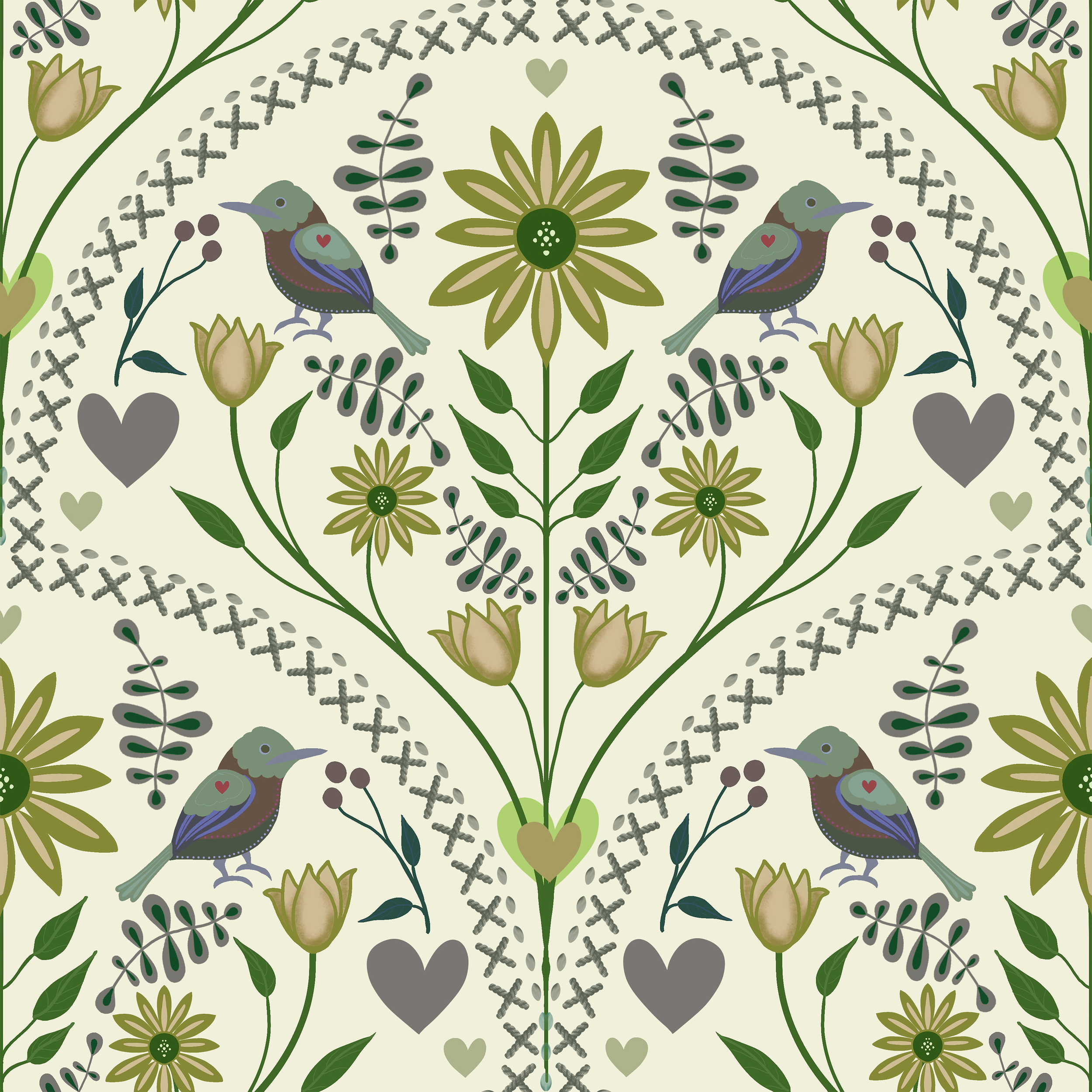 Folk Bloom — Moss Green