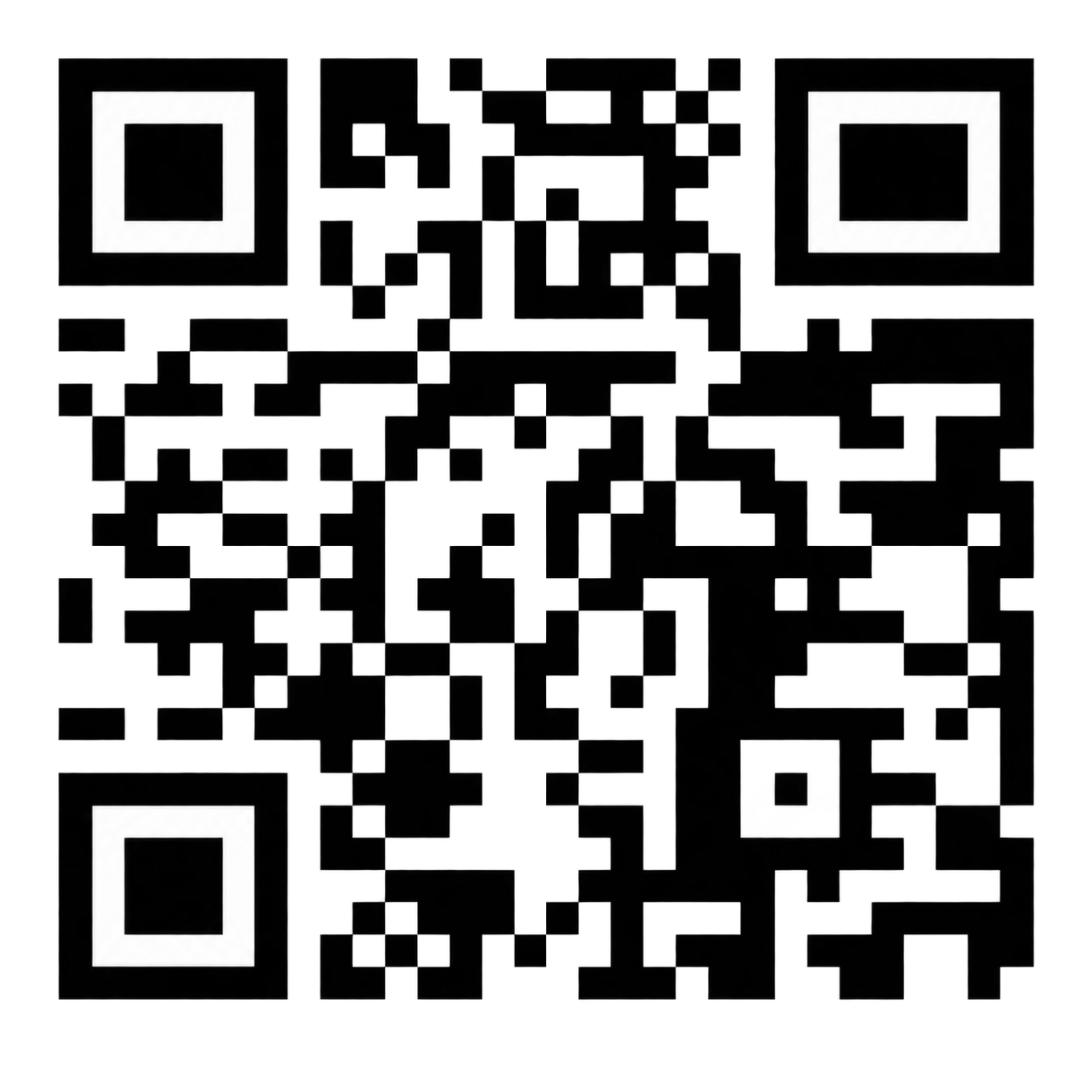 Four QR codes arranged in a 2x2 grid on a black background.