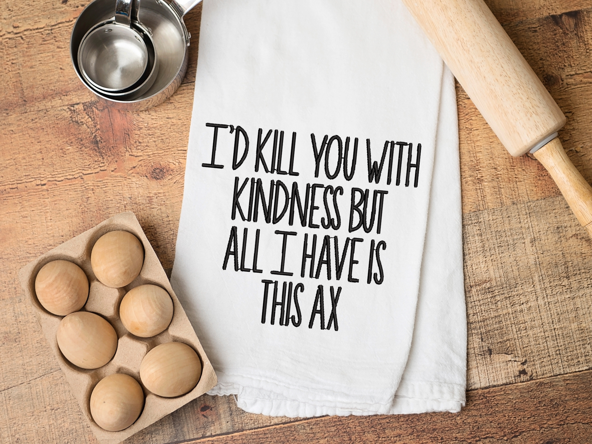 Funny Kindness Embroidered Kitchen Towel