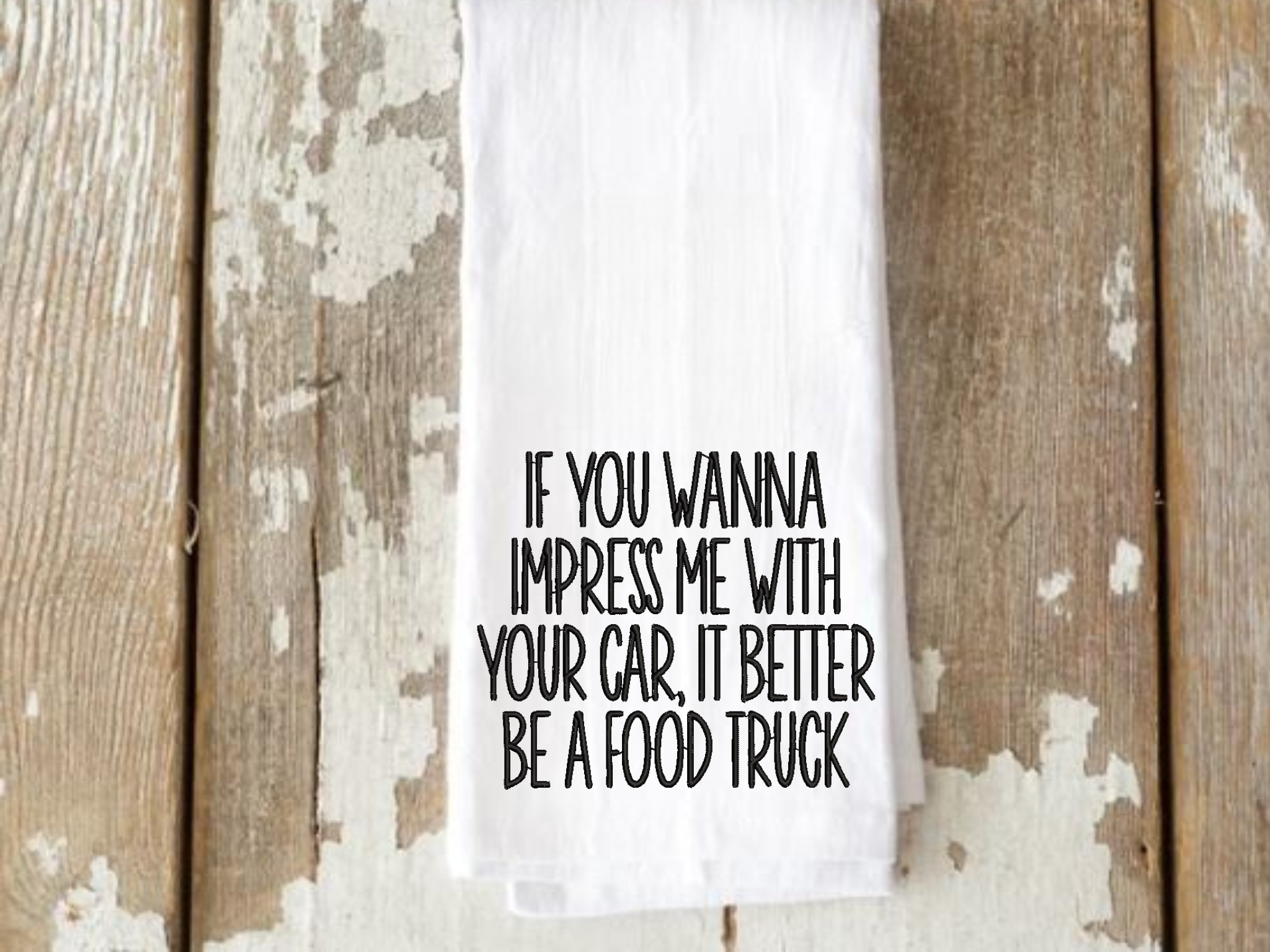 Funny Food Truck Embroidered Kitchen Towel