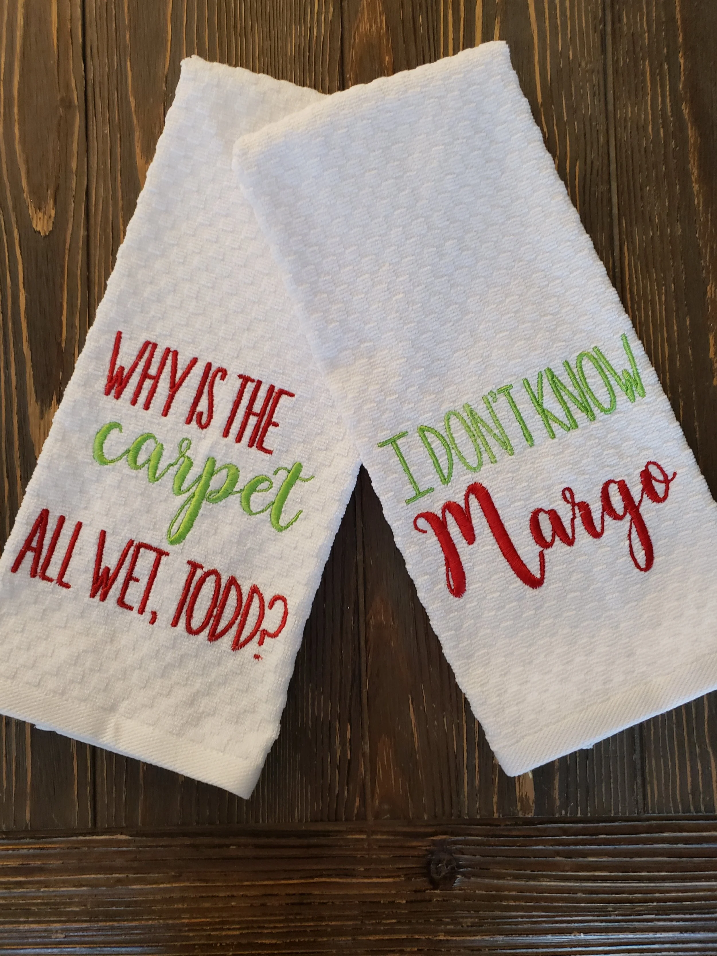 Funny Christmas Vacation Embroidered Kitchen Towel Set