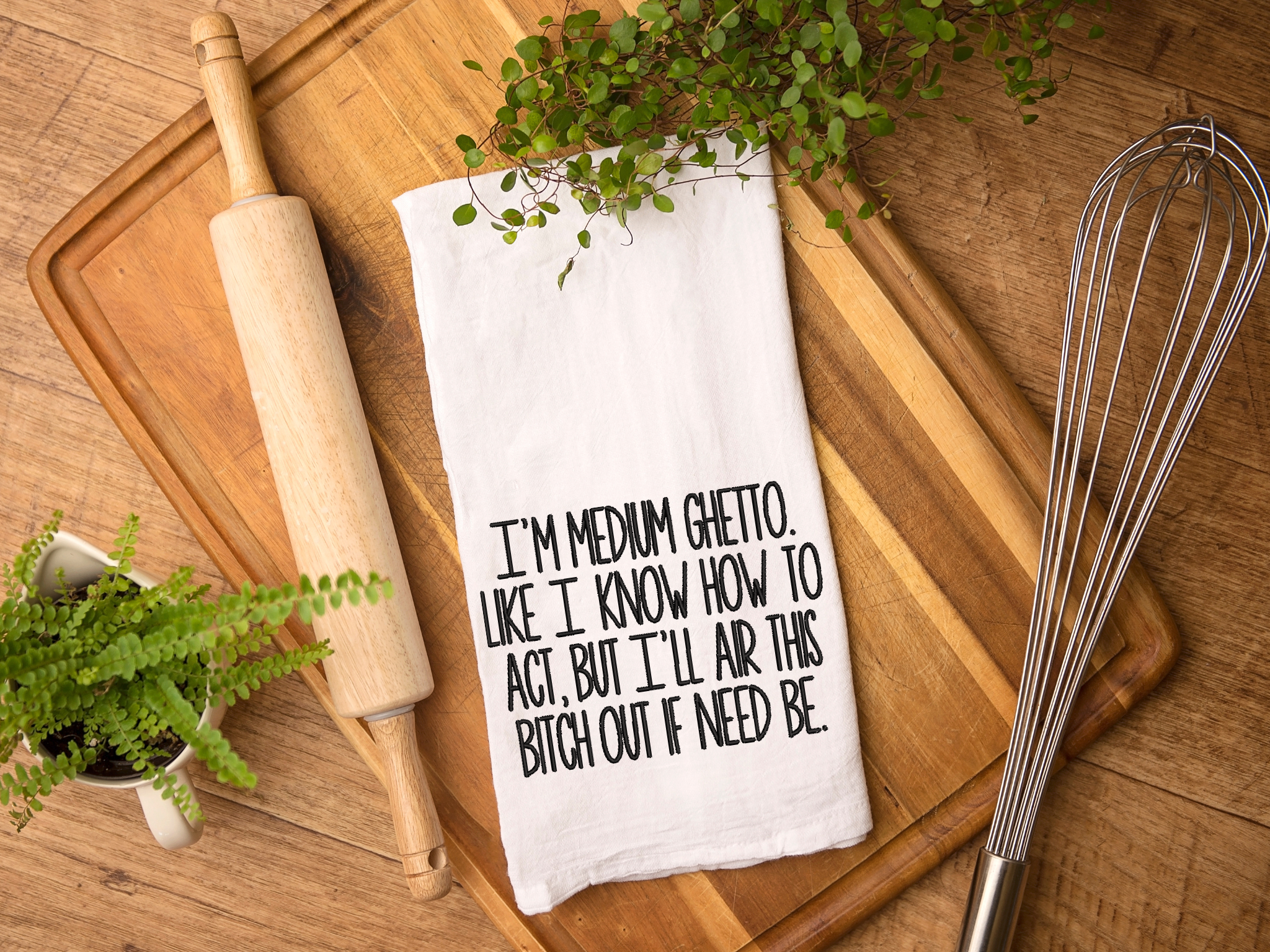 Funny Ghetto Embroidered Kitchen Towel