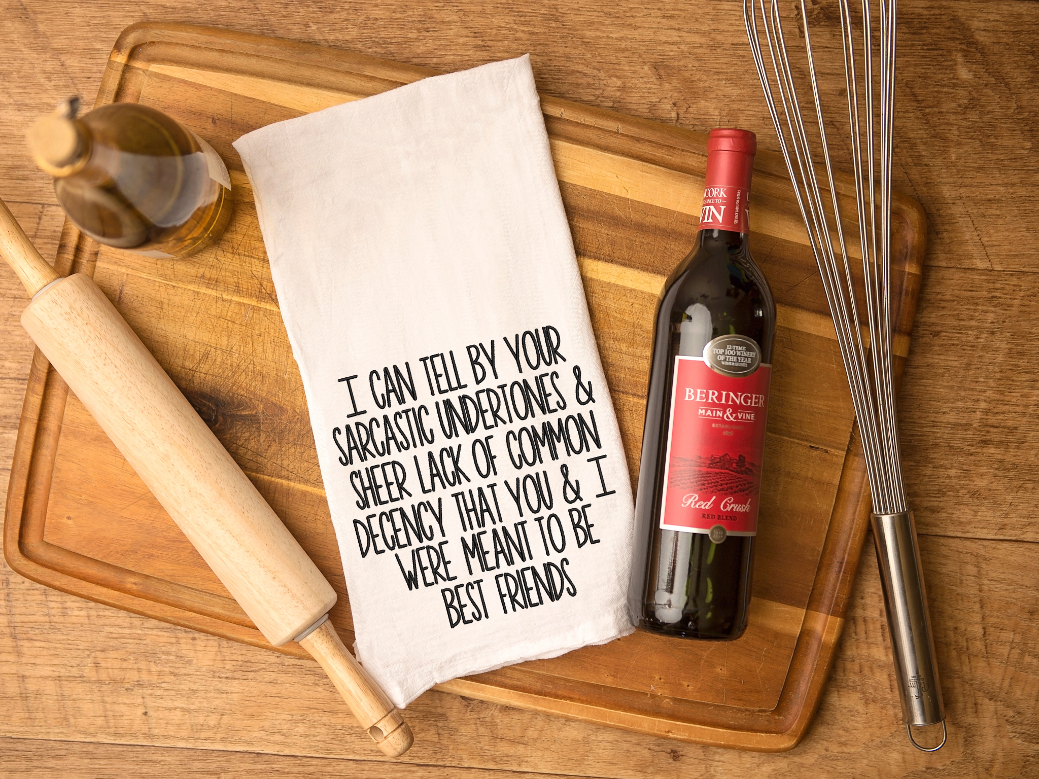 Best Friends by Sarcasm & Bad Decisions Embroidered Kitchen Towel