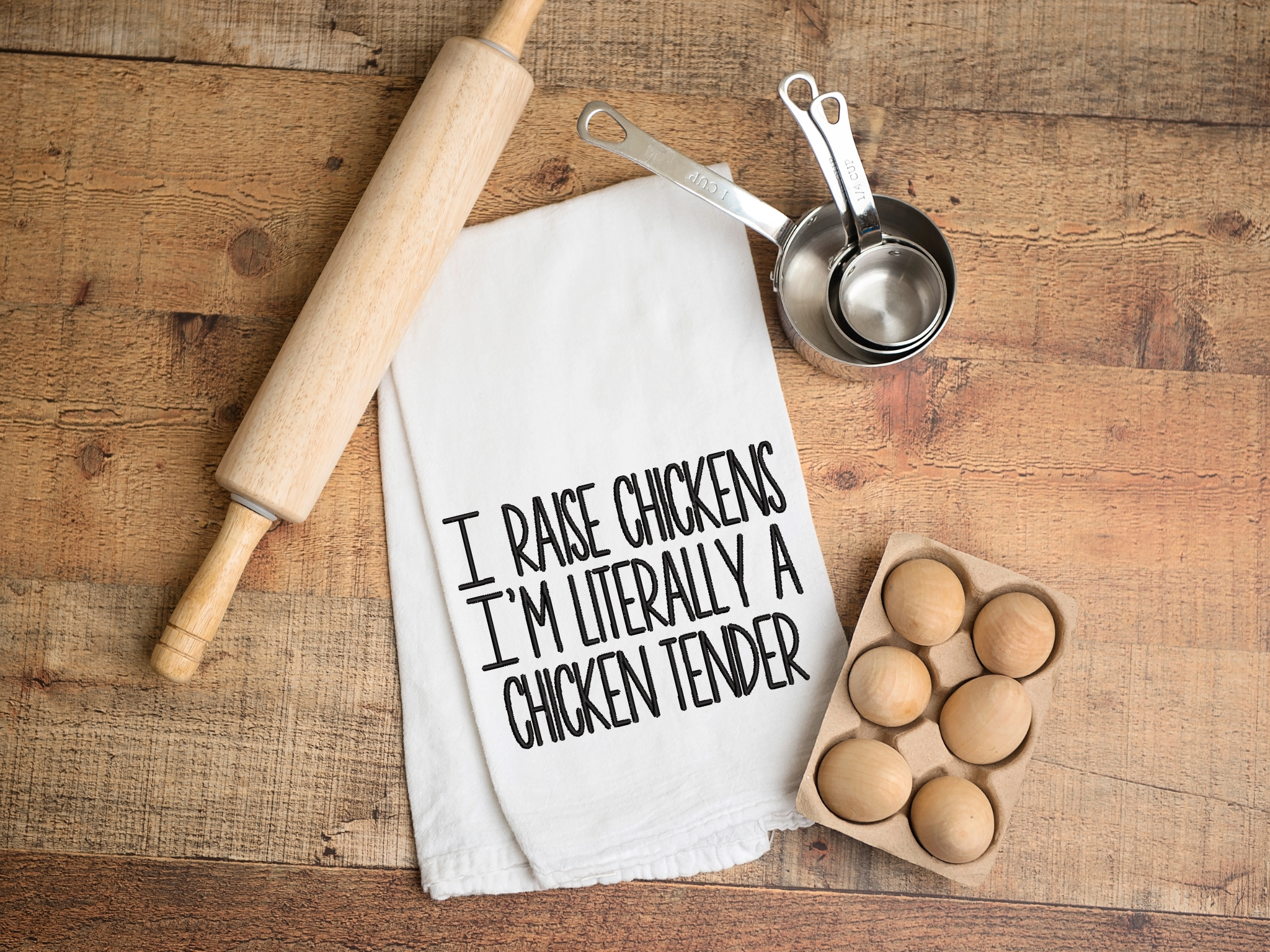 Funny chicken Embroidered Kitchen Towel, I raise Chickens